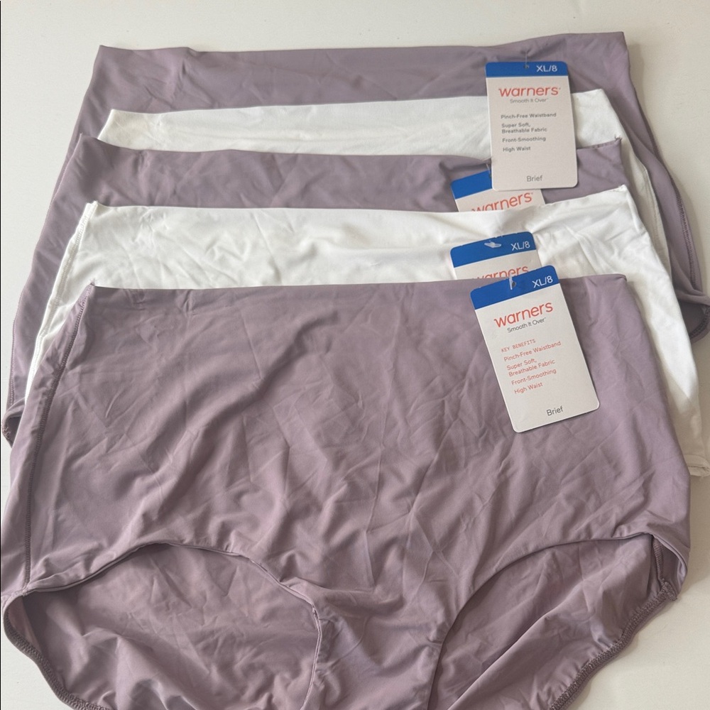 Warners Smooth It Over High Waist Brief Panties 5 Pairs Size XL / 8